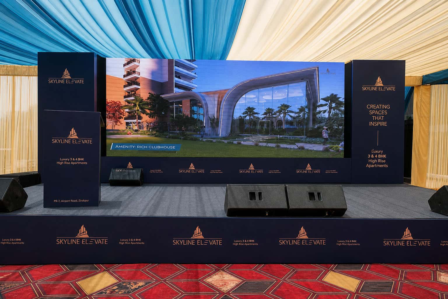 Branded LED stage for a luxury real-estate product launch