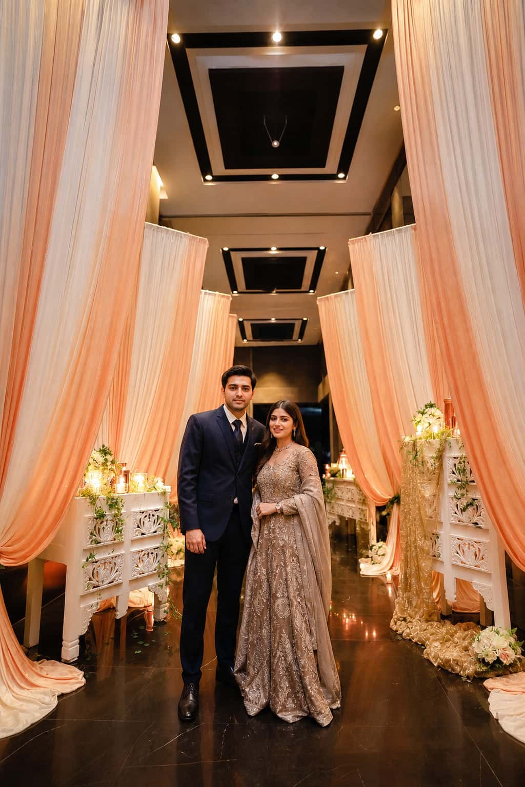 Wedding and social event styling by RKPRODXN — garland-lined entrance