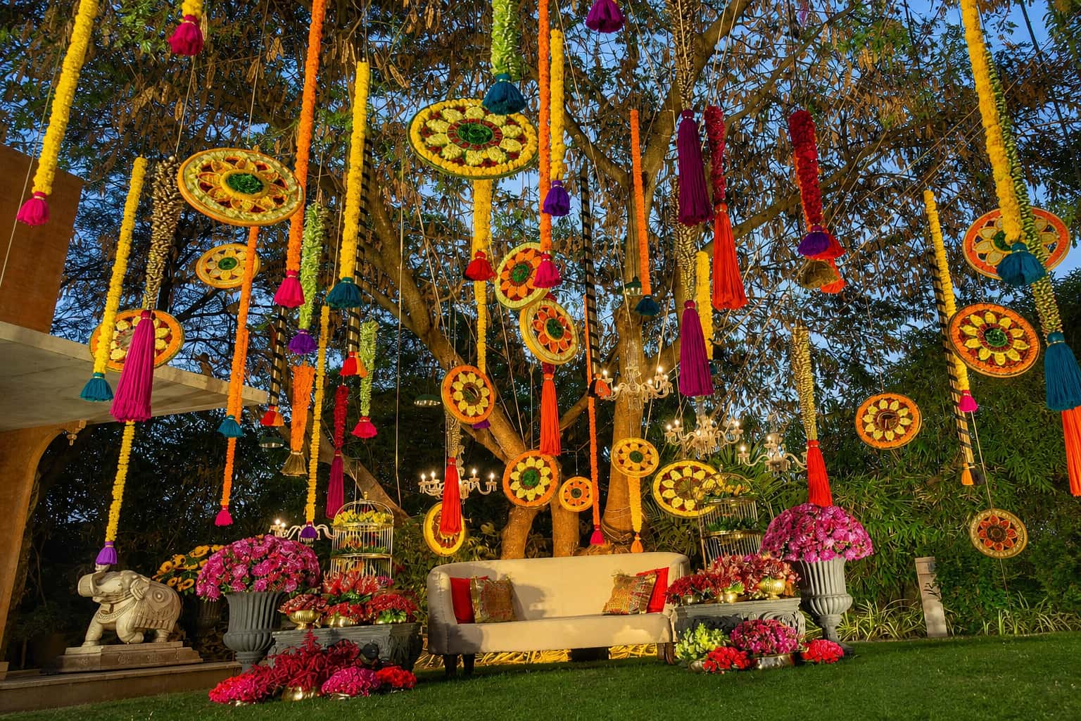 Wedding and social event styling by RKPRODXN — mandap florals at dusk · 3